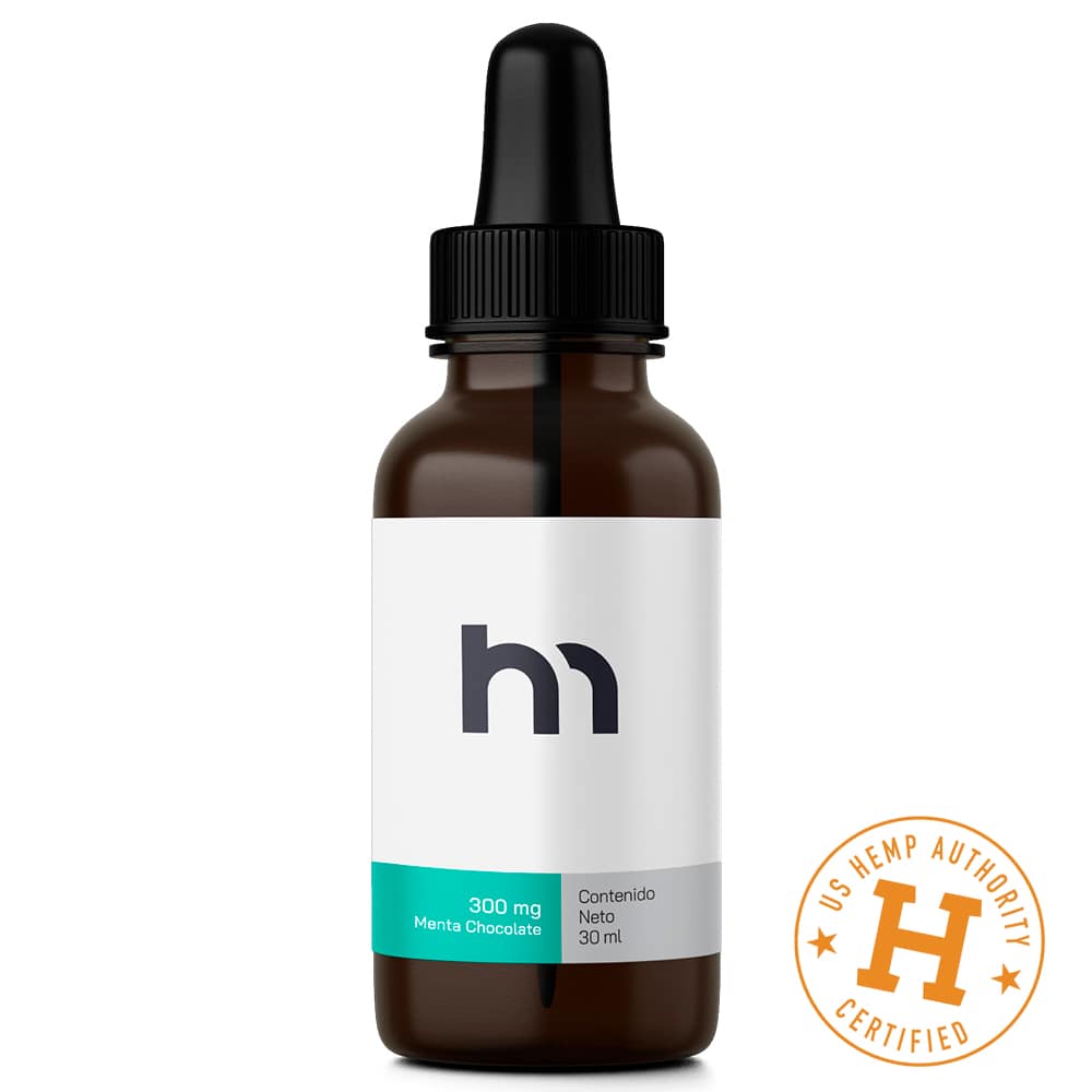 Aceite de cbd wellness con 300mg. 10mg/ml. frasco de 30ml. aceite vegetal con extracto de cannabis sativa l (cañamo) sin thc sabor menta- chocolate