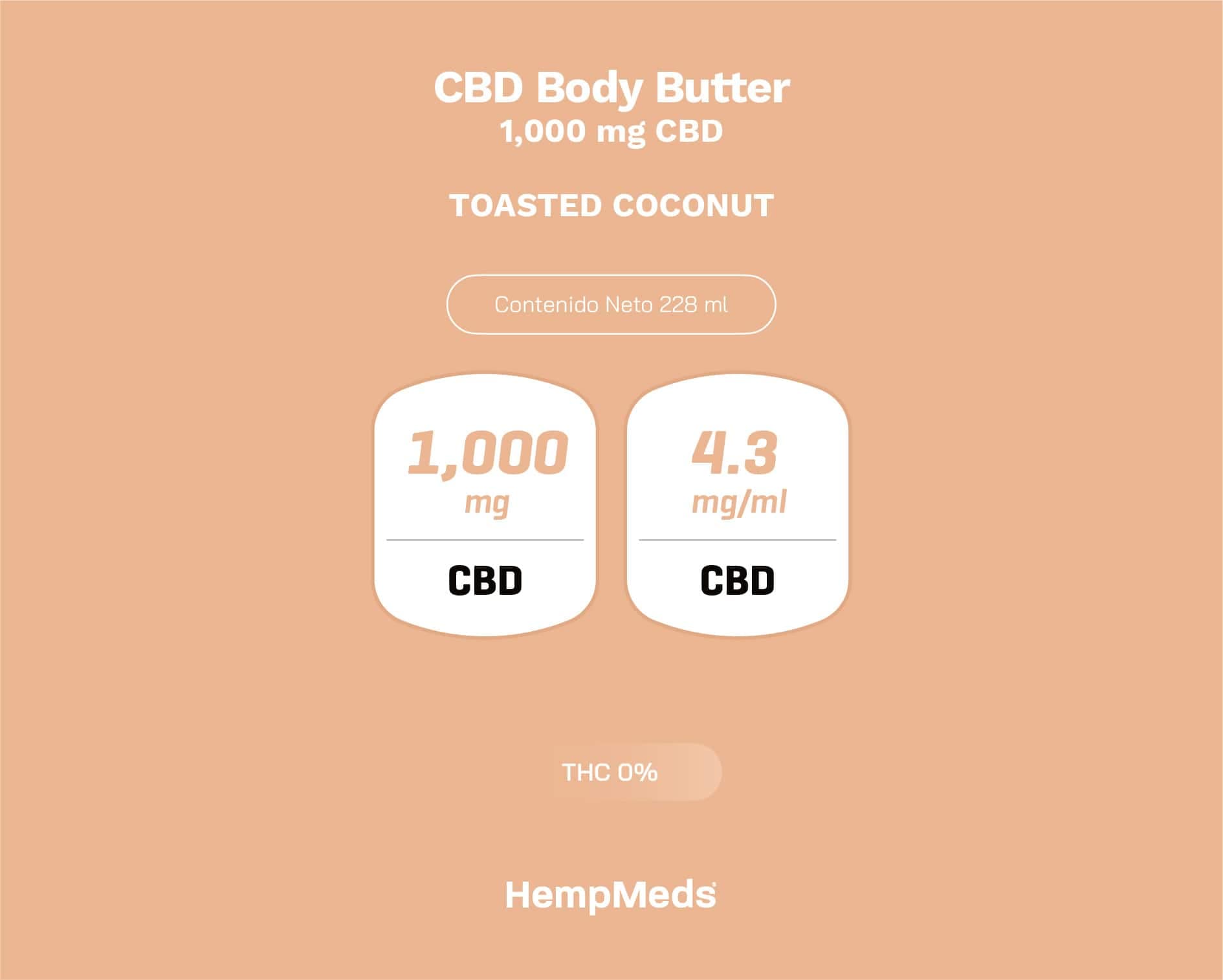 Crema de cbd body butter coco 1000mg (8oz) - Image 3