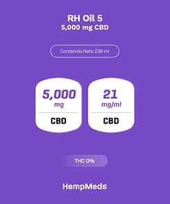 Alternative view of Paquete Rh Oil 5 con 5,000mg. 21mg/ml. de cbd frasco de 236ml. aceite vegetal con extracto de cannabis sativa l (cañamo) sin thc.