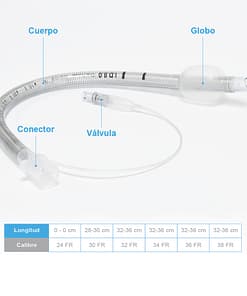 Alternative view of Tubo endotraqueal con globo y alma de acero 8 mm 32 fr.