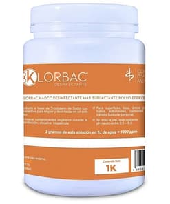 Klor bac 600 ppm trocloseno de sodio nadcc + tensoactivo ( detergente ) bote 1 kilo