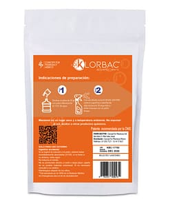 Alternative view of Klor bac 600 ppm trocloseno de sodio nadcc+ tensoactivo (detergente) sin colorante sobre 20gr para 10 litros