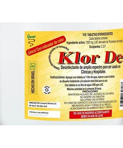 Alternative view of Klor de 1000 ppm trocloseno de sodio nadcc + tensoactivo (detergente) + colorante azul patentado bote con 10 tabletas efervescentes para 10 litros