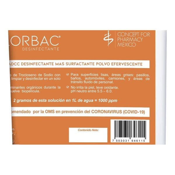 Klor bac 600 ppm trocloseno de sodio nadcc + tensoactivo ( detergente ) bote 1 kilo - Image 2